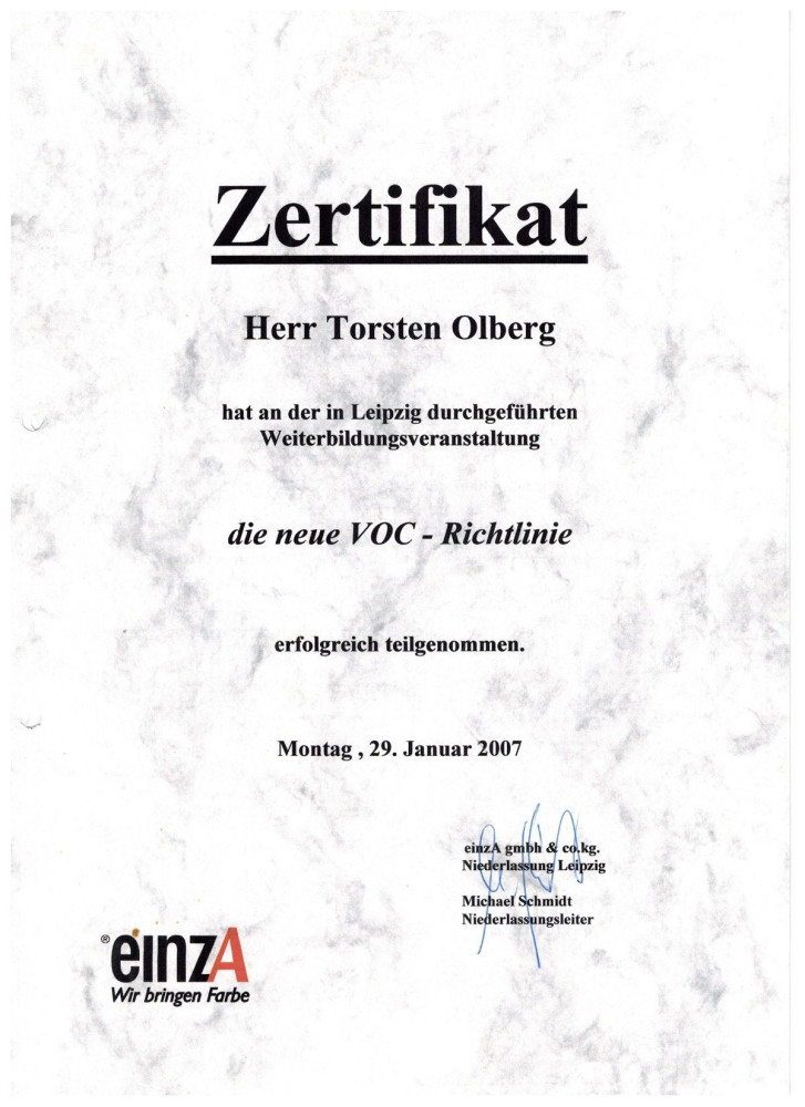 Zertifikat VOC